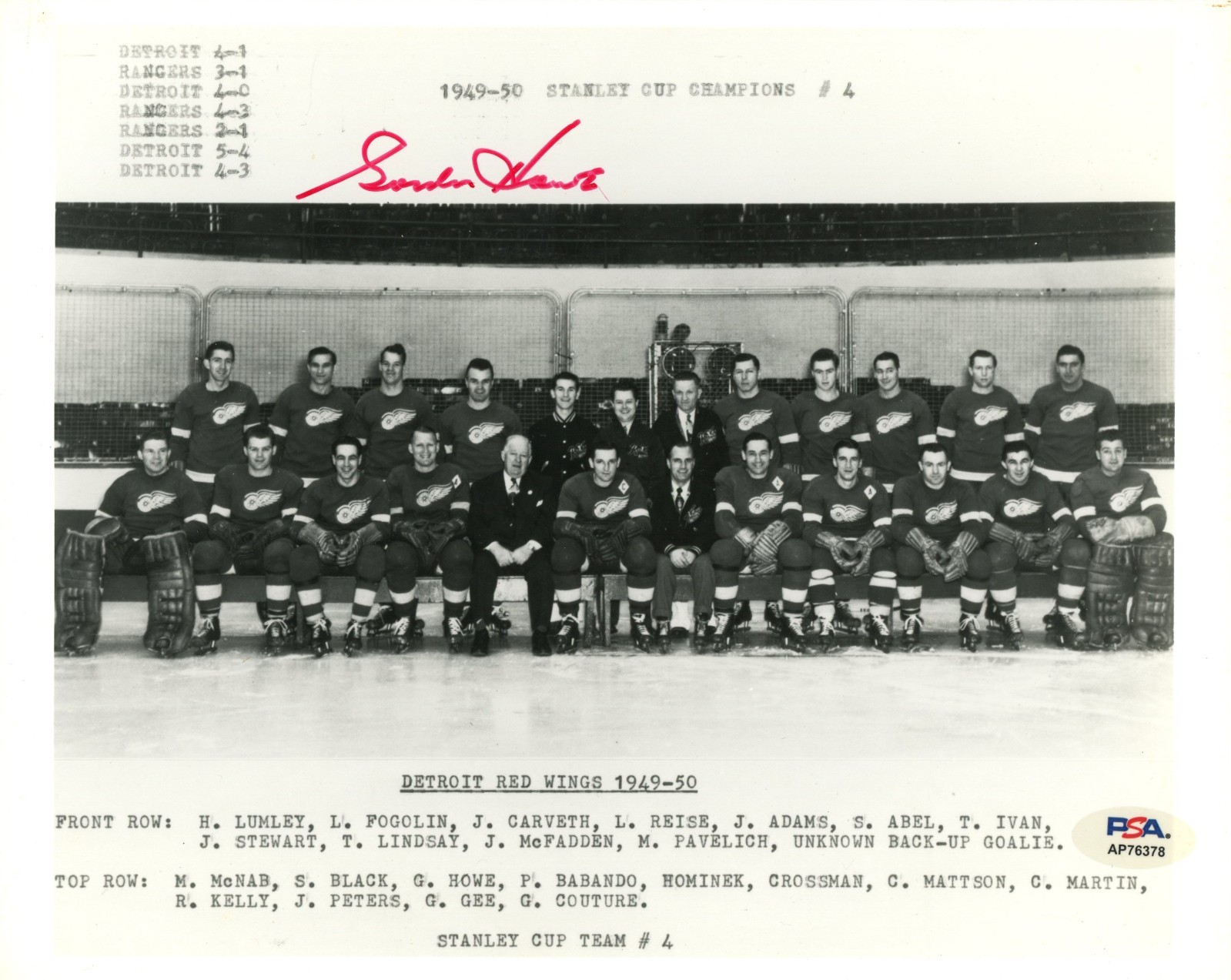 Gordie Howe Autographed Signed 8x10 PSA Coa 