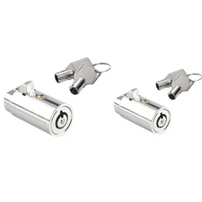 2 Tubular Lock Cylinders for Vending Machine T-Handle Chrome Keyed Alike