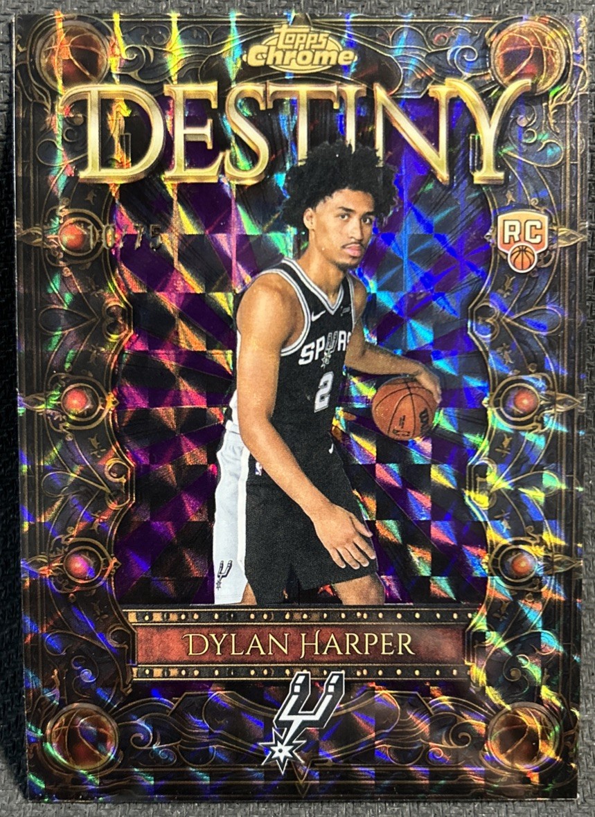 2025-26 Topps Chrome Dylan Harper Destiny Purple Geometric /75 RC Spurs