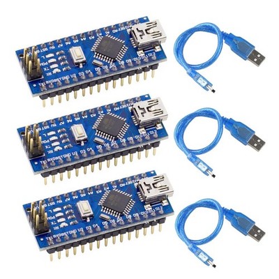 3pcs Mini Nano V3.0, Nano Board ATmega328P CH340 5V 16MHZ Micro-Controller Bo...
