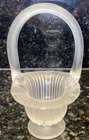 FENTON Crystal Velvet Frosted Satin Embossed Ribbed Footed Mini Basket 5 3/4"