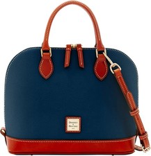 Dooney Bourke Pebble Grain Zip Leather Satchel - Navy Blue