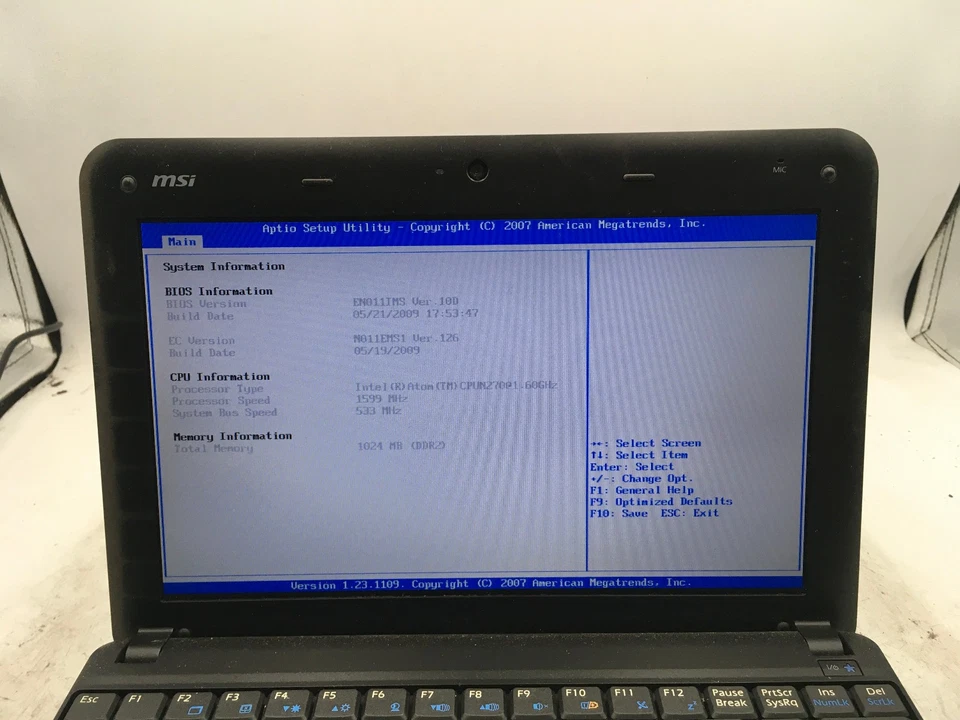 MSI U100 MS N011 - BOOTS TO BIOS - INTEL ATOM - 1GB RAM - 10" - READ DESCRIP -BB - Image 2 of 4