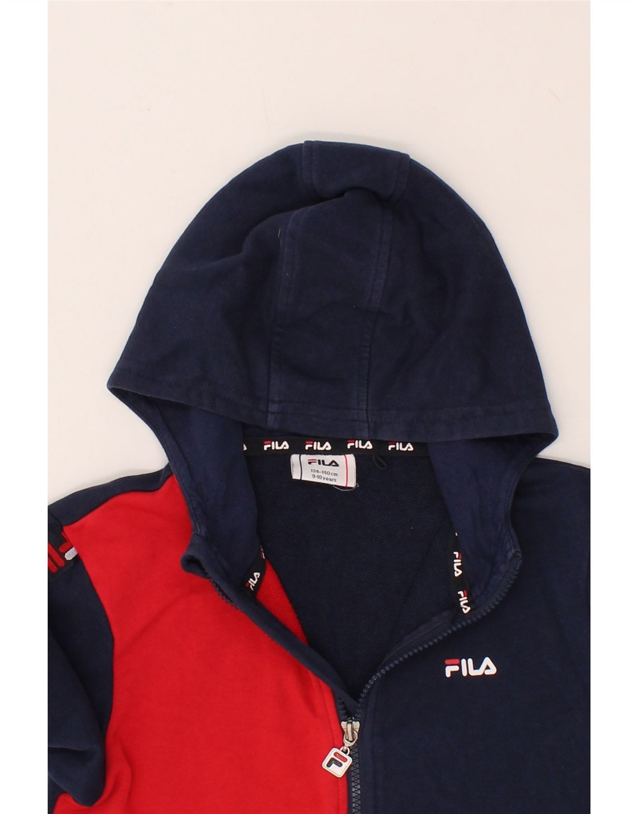 Felpa con cappuccio FILA ragazzo grafica zip 9 10 anni blu navy colorblock R229