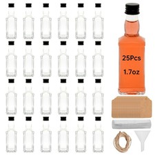 eispap 25 Pcs Square Mini Glass Liquor Bottles with Lids Small Glass Wine Bot...