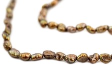Dark Gold Vintage Japanese Rice Pearl Beads 3mm Brown Oval 16 Inch Strand