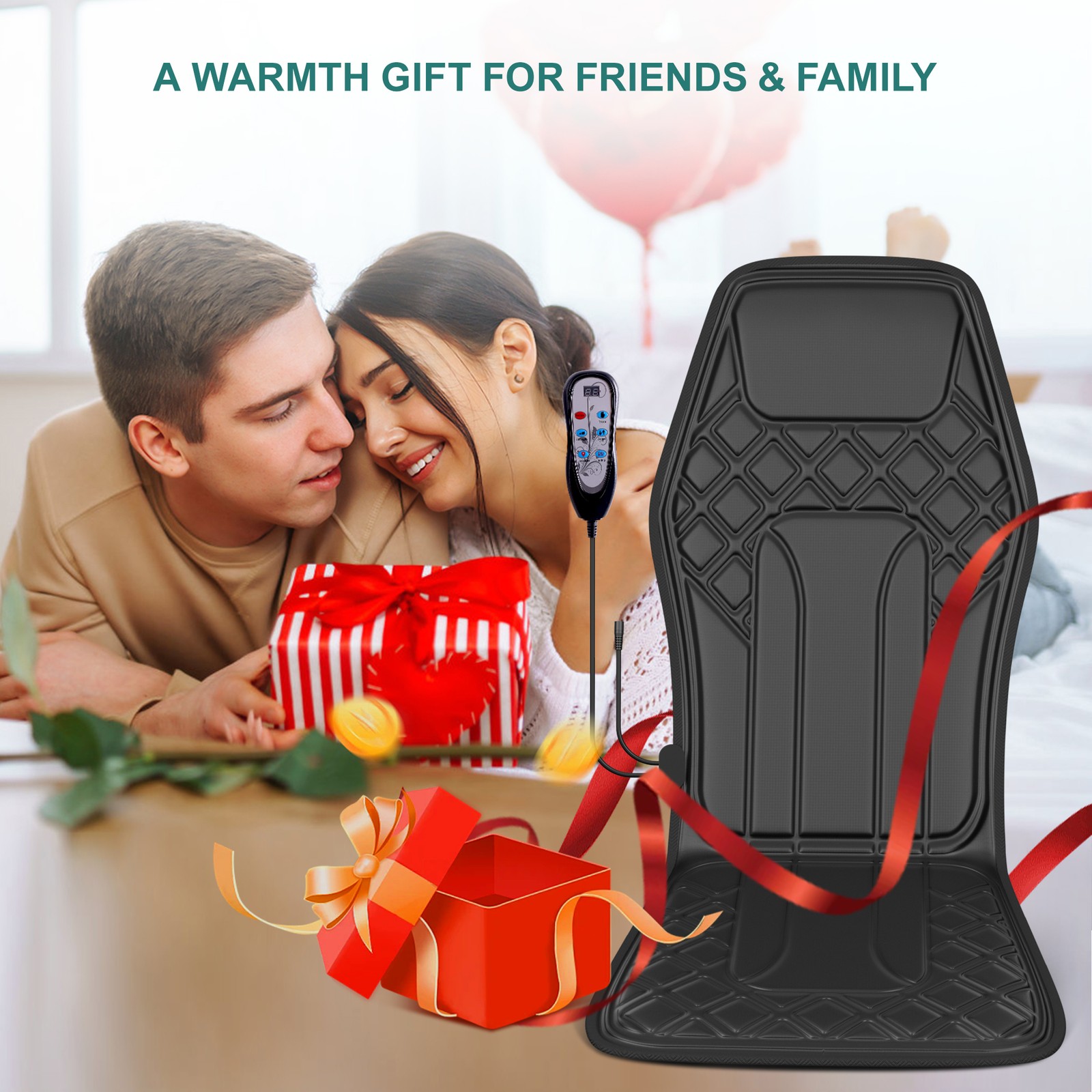 New 9 Mode Chair Massager Pad with Heat Seat Back Massager for Car Home Use