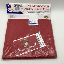 US Marine Corps Flag 3'x5' Poly-Cotton Blend Made In USA 1997 With Vinyl Decal