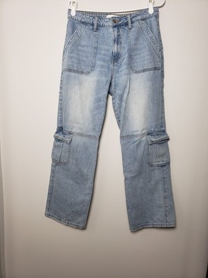 Vervet Flying Monkey High Rise Denim Cargo Dad Jeans Retro Relaxed Ladies 28