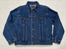 Lee Rancher Trucker Denim Jeans Mens Full Metal Button Jacket LARGE VTG