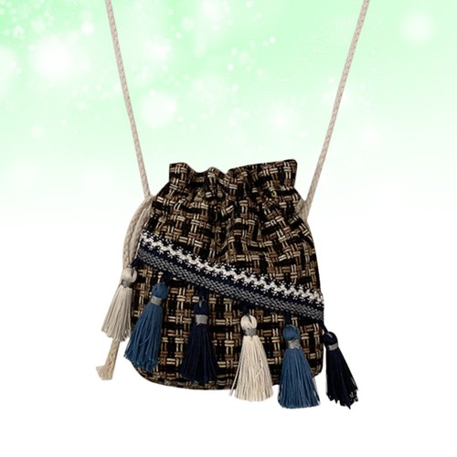 Straw Weaving Bucket Bag Single Shoulder Ethnic Style Tassel Casual Beach - Afbeelding 7 van 11