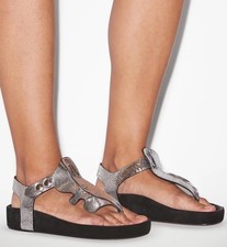 ISABEL MARANT ISELA LEAKY SILVER LEATHER RUFFLE SANDALS SHOES 38 8