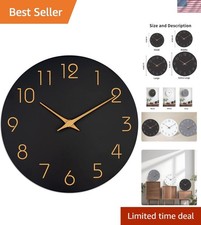 Wall Clock 8 Inch Black Battery Operated Silent Non Ticking Simple Minimalist...