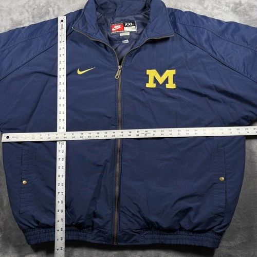 Vintage Michigan Wolverines Jacket Mens 2XL Navy Blue Nike Sports Outerwear Rare image 5
