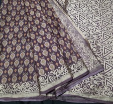 Vintage Silk Saree, 100 Pure Silk Fabric, 5 Yards Indian Printed Sari