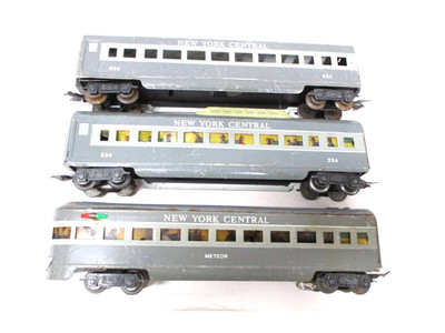 Marx 234 Meteor 3 Car Set as is TuTone Gray NYC O gauge X8664