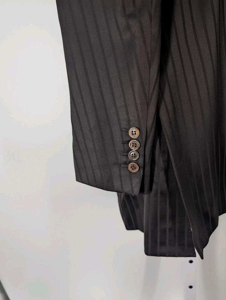 Traje Chaqueta Pantalones Brioni Vintage Marrón Seda Rayas Doble Pecho 2 Piezas Italia Foto 3 de 4