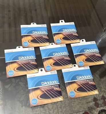 7x Lot- D'Addario EJ16 Phosphor Bronze Light Acoustic Guitar Strings 6 Pack- New