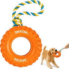 Dog Chew Tire Toy Natural Rubber Puppy Teething Toy-tether 6.3 Orange