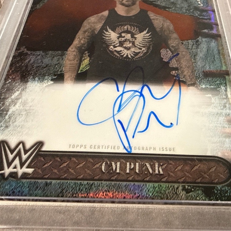 2025 TOPPS CHROME WWE X CACTUS JACK AUTOGRAPHS #PNK CM PUNK - PSA 10 POP 1 view 3