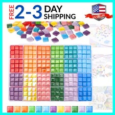 432 pcs Glass Mosaic Tiles, 12 Colors 10mm Mosaic Glass Pieces with Storage B...