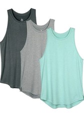 icyzone Workout Tank Tops for Women x 3 - Athletic Yoga Tops Open Back Strapp