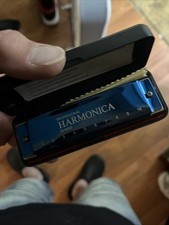 Polished Blue Harmonica with Protective Case - Ideal for Beginners Pros