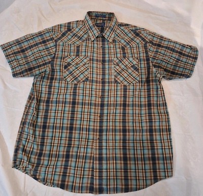 Pendleton Frontier Plaid Shirt - Mens Xl Short Sleeve  Pearl Snap