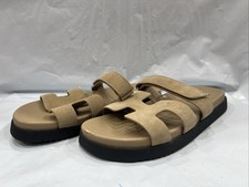 Steve Madden Mayven Sandal Women's 9 Beige Suede Open Toe Flatform Slide EBS1790