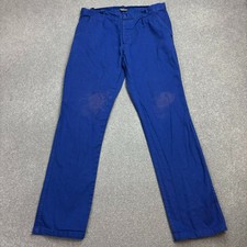 VINTAGE French Trousers Adult 34x31 Blue Workwear Chore Distressed Utility Men 