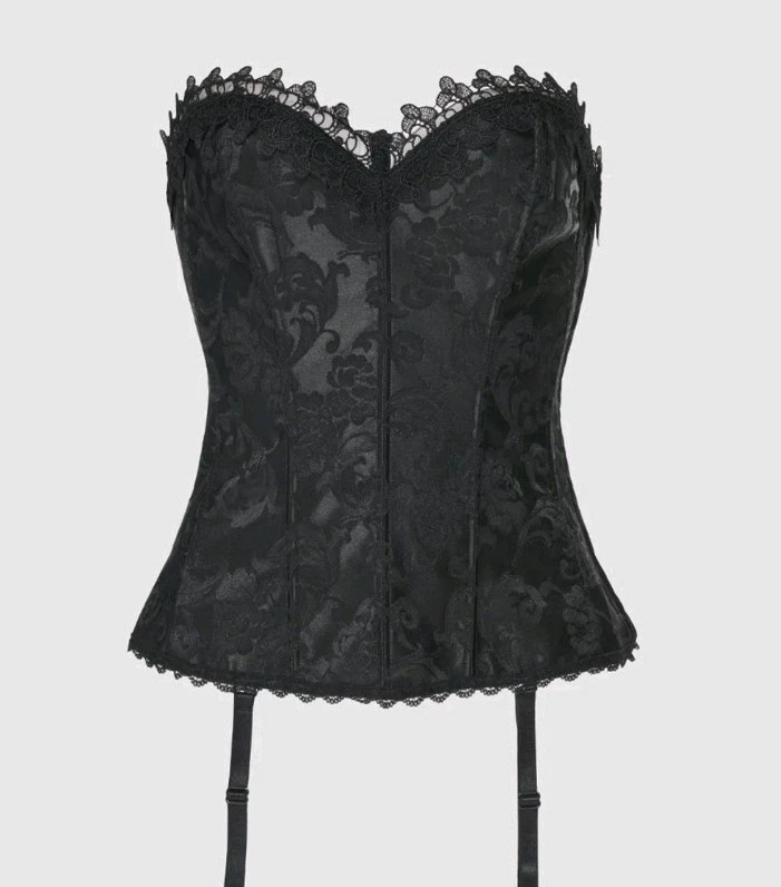Y2K Frederick's Of Hollywood Corset Bustier 34 Black Lace Gothic Glam Rock - Image 4 of 4