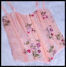 Shimmer SHEER Vintage Y2k VICTORIA'S SECRET Bustier BRA Top FAIRY Floral Corset