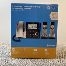 AT T CL84207 2 Handset Corded/Cordless Phone System w/ Smart Call Blocker WORKS