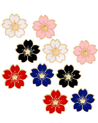 Sakura-Brosche für Mantel, Jacke, Hut, Kirschblüte, Emaille für ADL, 10 St.