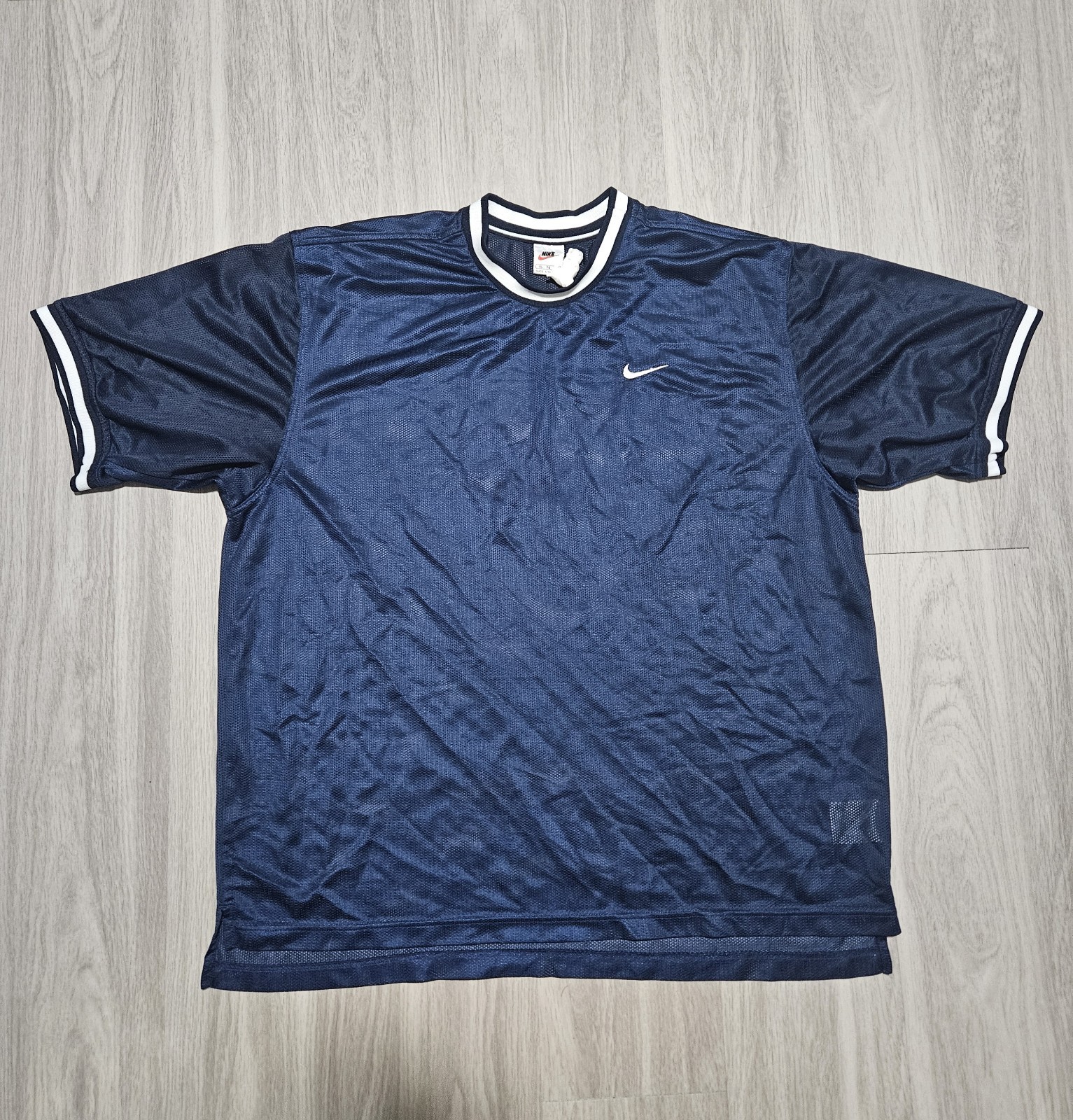 Vintage 90s Nike Navy Blue Mesh Jersey Men’s Size XL Swoosh Tag Retro