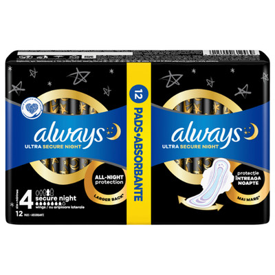Podpaski Always Ultra Secure Night 4 12 szt