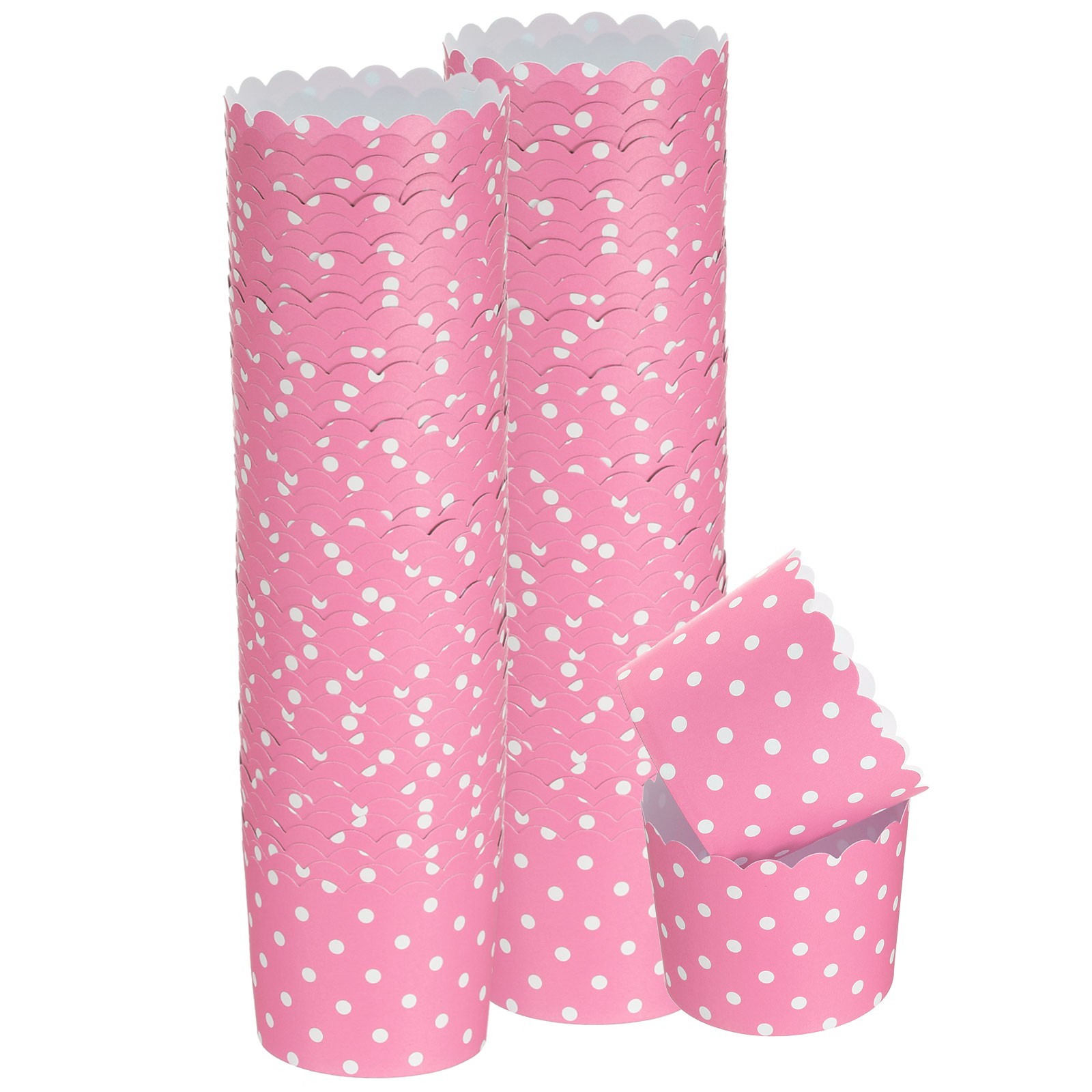 100Pcs Paper Baking Cups 6oz Cupcake Muffins Liner Wrappers Dot Pink-image