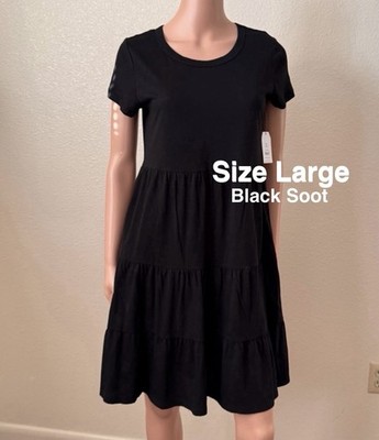 time and tru black dress Women's and Women's Plus Tiered Cotton Mini Dress, Large, Womens dresses