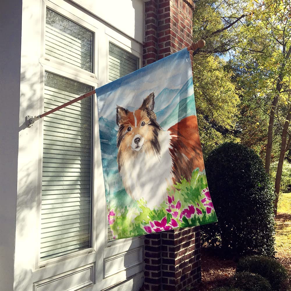 Caroline's Treasures CK2522CHF Mountain Flowers Sheltie House Flag Large Porch - second product detail image