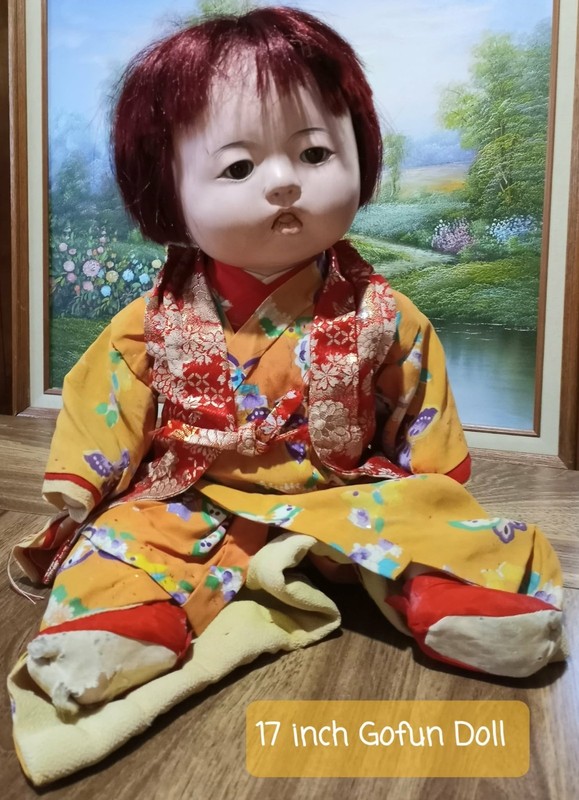 Vintage 17" Japanese Gofun Composition Cute Large Baby Doll 