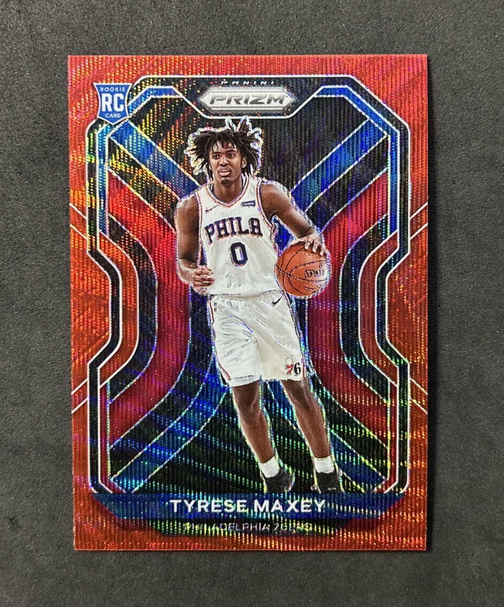 2020-21 Panini Tyrese Maxey RC #256 Ruby Wave Prizm Rookie Sixers