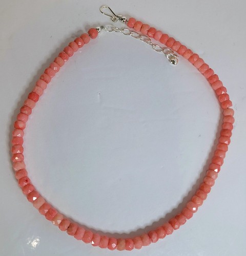 Jay King Faceted Pink Coral Beads Necklace sterling
