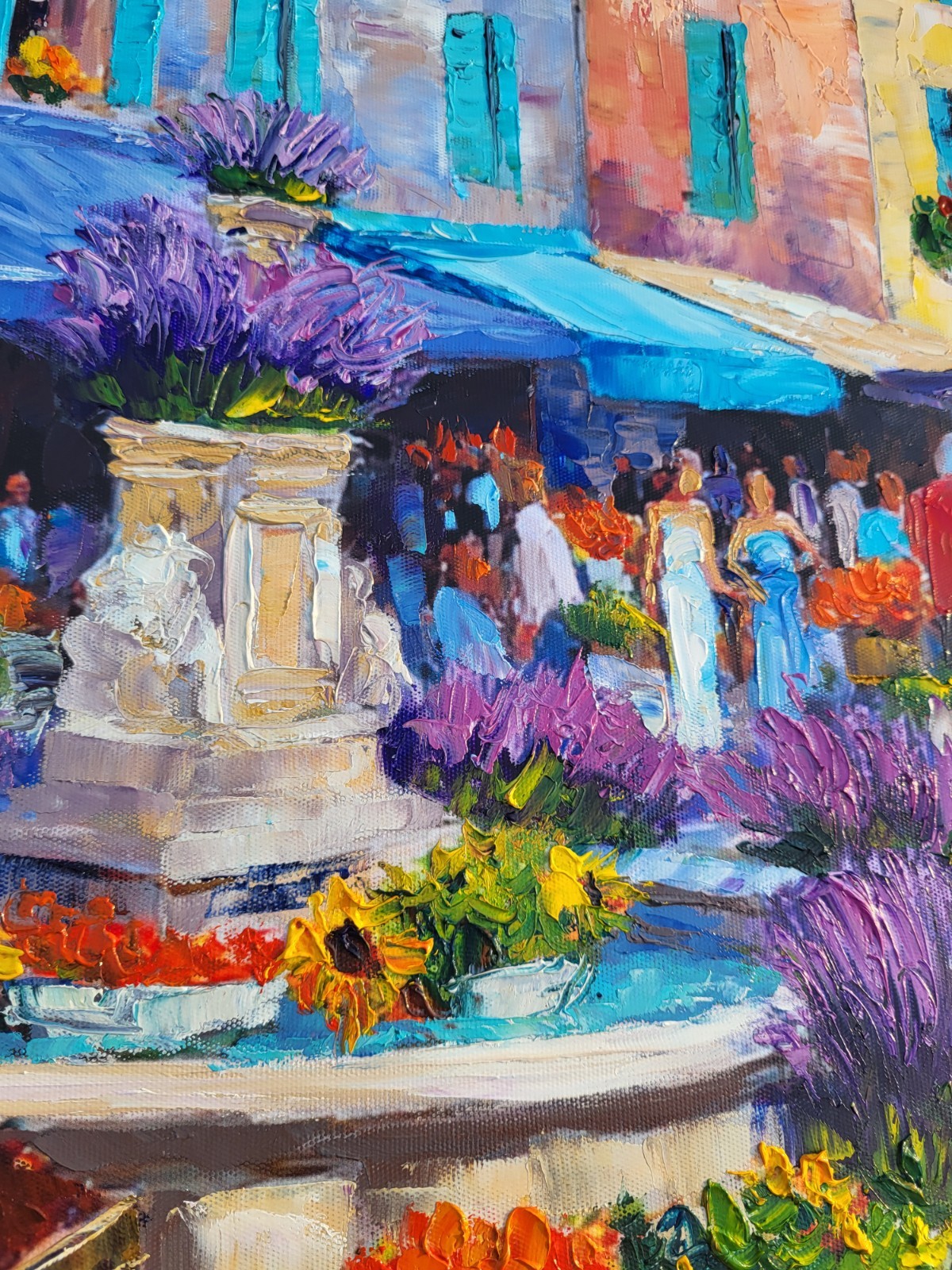 NOLAC - "Provençal Summer Market" (60x40 cm) - Oil knife bright atmosphere