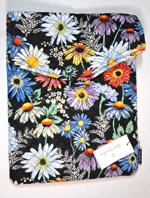Vera Bradley Tech Envelope Tablet Sleeve Daisies Marguerites new black  13 x 10
