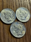 1923 P D S PEACE SILVER DOLLAR LOT OF 3--AUCOLLECTIBLE AU GRADE