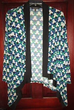 Kasper Plus Sz 2X Open Jacket Cardigan Topper Lagenlook Stretch Cascading Print