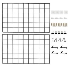 Metal Grid Wall Panel Black, Wire Photo Display Organizer, 17.3" 11.8" Board,...
