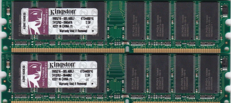 2GB 2x1GB PC-2100 KINGSTON KTD4400/1G DDR-266 DESKTOP ELPIDA RAM MEMORY KIT DDR1 - Image 4 of 4