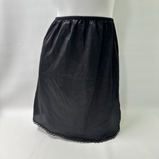 Vintage Wondermaid Half Slip Size Small Black Slit Nylon Lace Made In USA