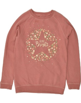 FAT FACE Mädchen Grafik Sweatshirt Pullover 12-13 Jahre Rosa Geometrisch Baumwolle BE15